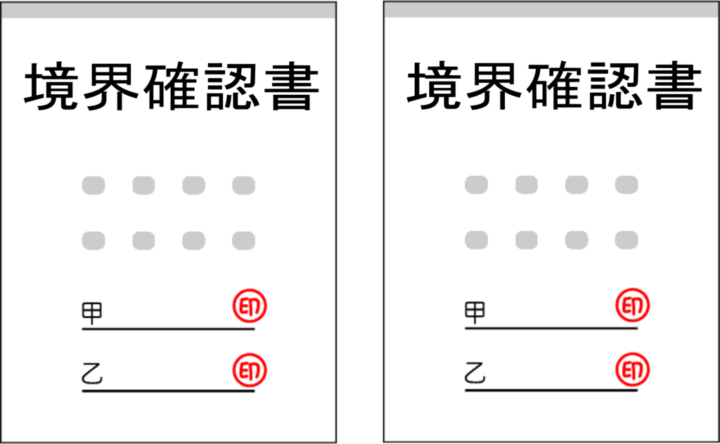 境界確認書の原本を２部作成した場合