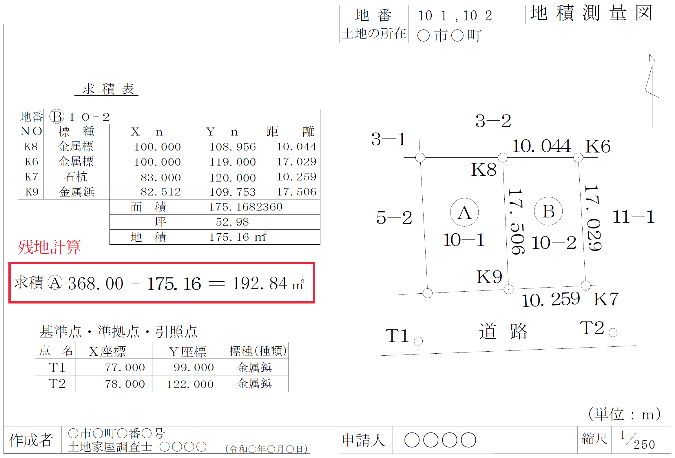 残地計算の例１