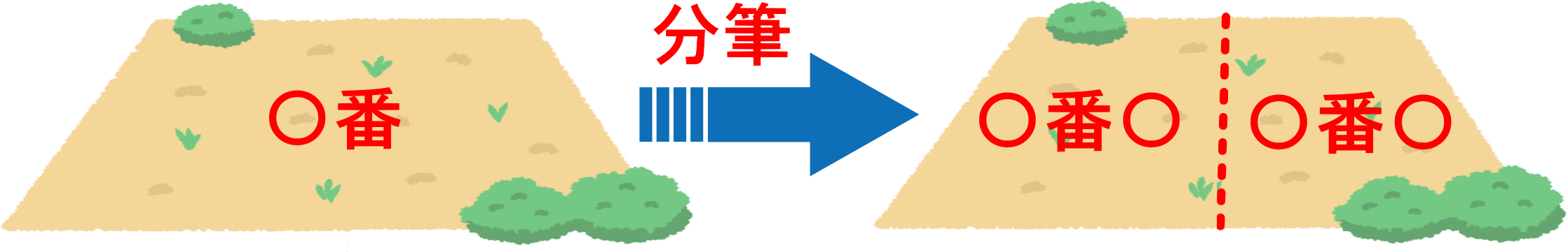 一筆の土地の分筆例